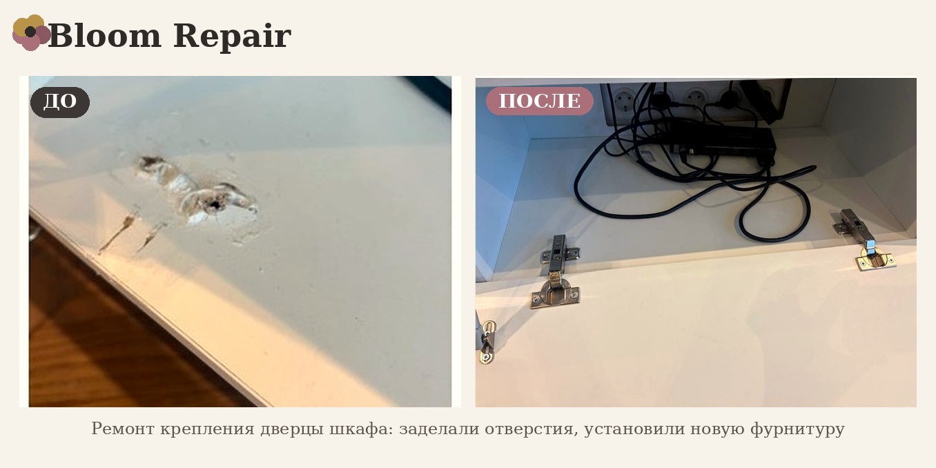 До и после: ремонт крепления дверцы шкафа