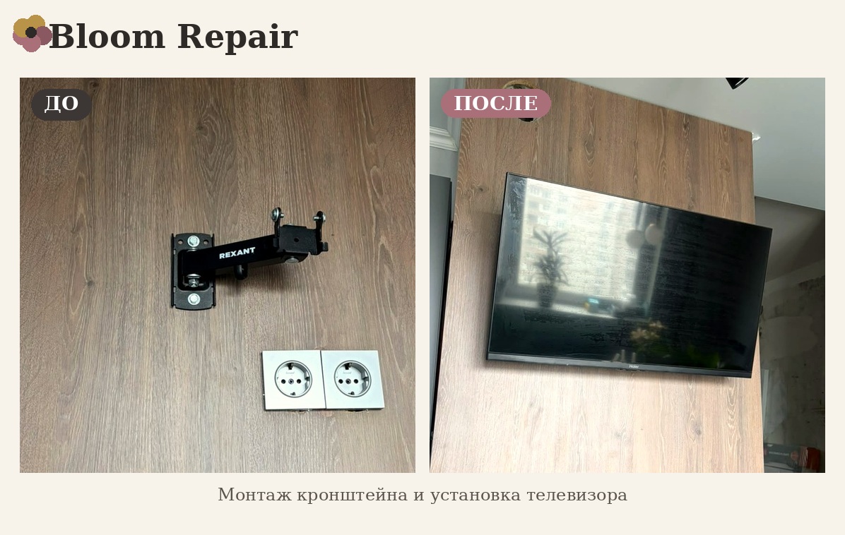 До и после: монтаж кронштейна и установка телевизора